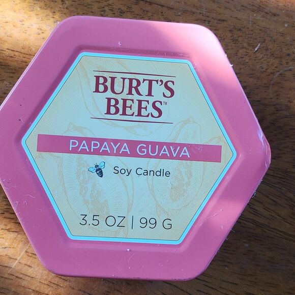 Burts Bees Other - Burt's Bees Papaya Guava Soy Candle 3.5 oz Hexagonal Tin 2-Wick 10-15 Hr Burn